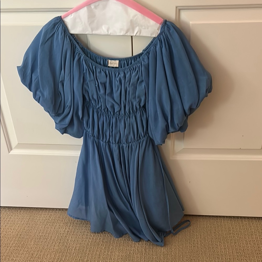Altar’d State Blue Puff Sleeve Mini Dress Extra Small